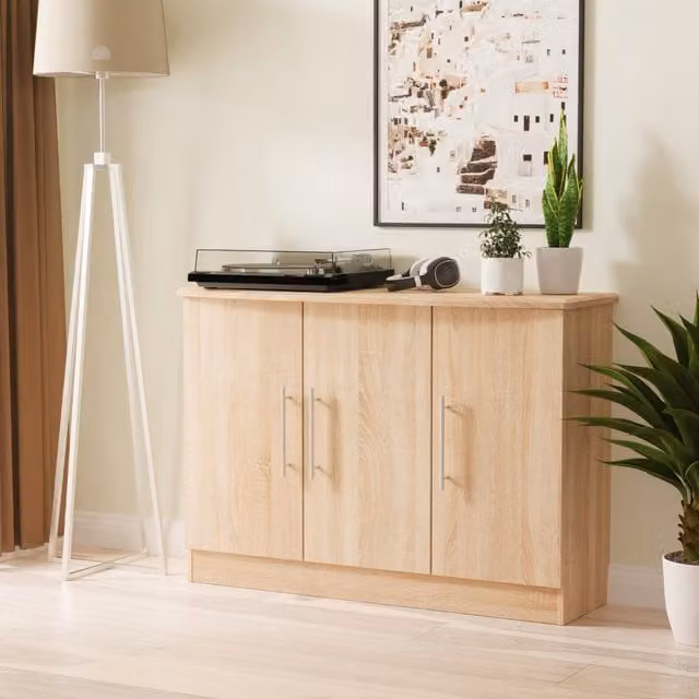Sherwood Ready Assembled 3 Door Sideboard in Bardolino Oak Brown