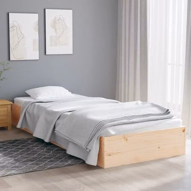 Berkfield Home Single Solid Wood Pine Bed Frame in Brown, W/D/H: 90 x 190 cm