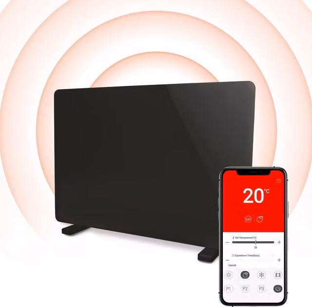 Igenix Smart Glass Panel Heater 2000 W with WiFi and App Control, Black – 1