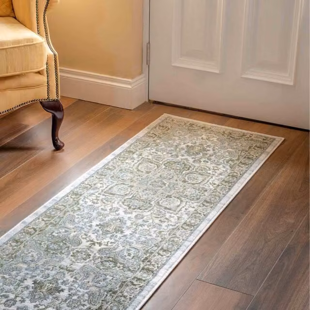 The Rug House Green Traditional Medallion Oriental Living Area Rug, Width: 240 cm