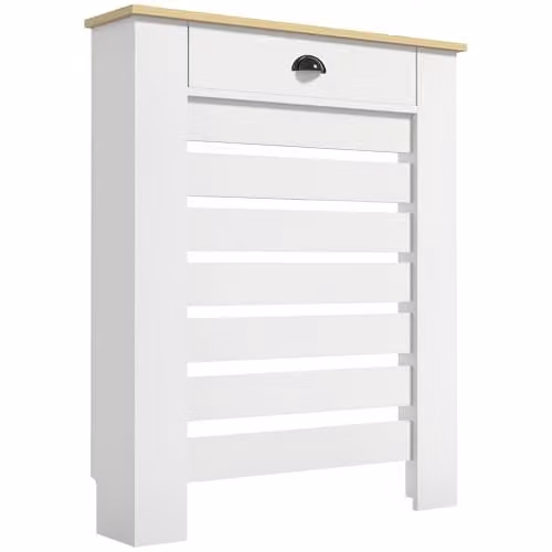 HOMCOM Radiator Cover with Drawer, White MDF, H: 95.5 cm, W: 78 cm, D: 19 cm – 1