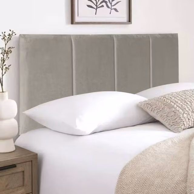 Soft Snooze Beds Ruby Luxury Plush Fabric Headboard for Single Divan Bed in Silver/Grey, Height: 60.96 cm
