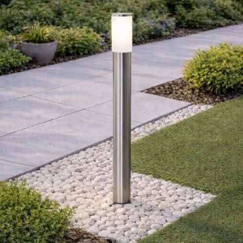 CGC Lighting Aster Stainless Steel Silver Outdoor Post Bollard Light
