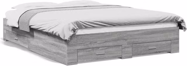 Berkfield Home Bed Frame with Drawers in Grey Sonoma, W/D/H: 160 x 200 cm