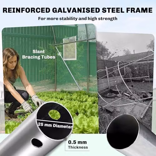 Outsunny Green Walk-in Polytunnel Greenhouse with Hinged Door and 6 Windows, W/D/H: 200 x 300 x 200 cm – 4