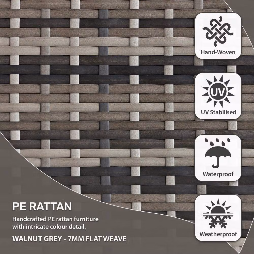 Oseasons Malta 8 Seat L-Shape Rattan Corner Garden Set in Walnut Grey and Brown – 4