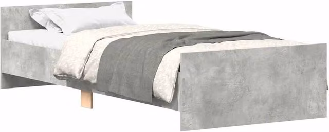 Berkfield Home Single Bed Frame in Concrete Grey, Engineered Wood, W/D/H: 90 x 190 cm