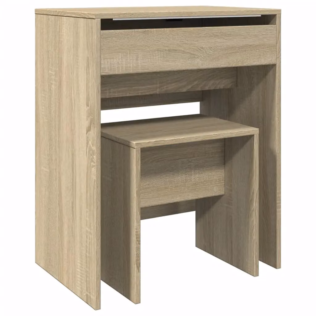 Berkfield Home Sonoma Oak Dressing Table and Stool in Brown, W: 60 cm, D: 40 cm, H: 113.5 cm – 1