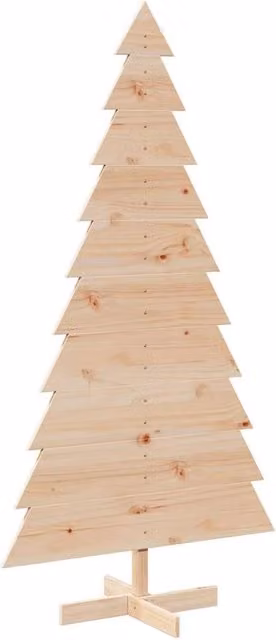 Berkfield Home Rustic Wooden Christmas Tree, Solid Pine, Brown, Height: 180 cm