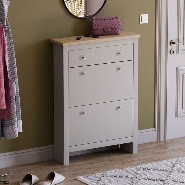 HD Designs Vida Designs Arlington Grey Shoe Cabinet with Doors and Drawers