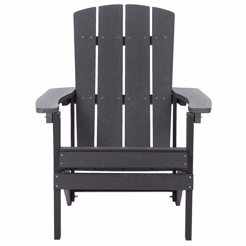 Wyld and Coco Modern Dark Grey Faux Wood Garden Chair with Stainless Steel Metal Frame – 4