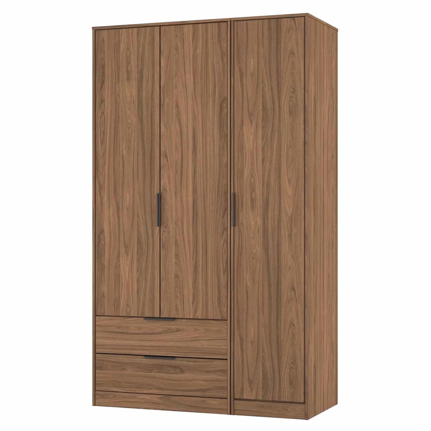 2 U Fuji Triple Wardrobe with 2 Drawers in Walnut – 2