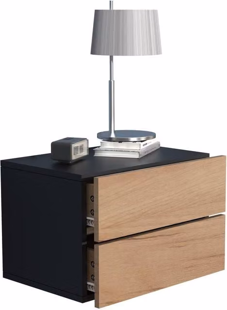 VCM Usal Black Wooden Wall Mounted Bedside Table W: 45 cm, D: 32 cm, H: 30 cm – 1