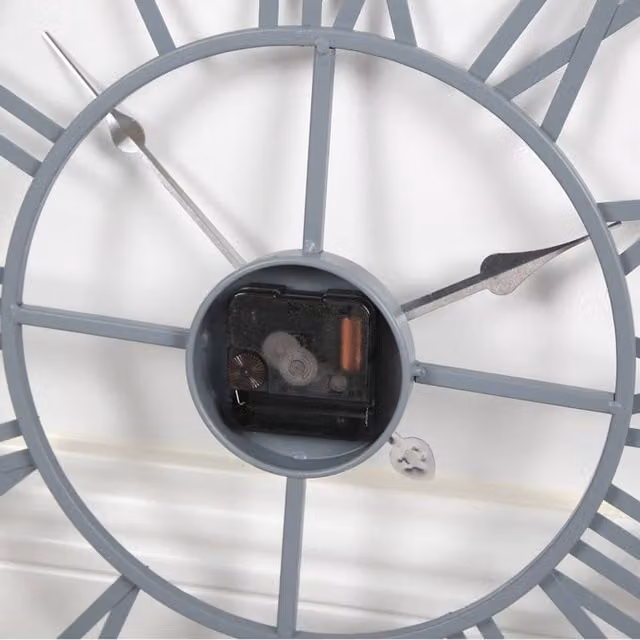 Home Garden Direct EOS Skeleton Wall Clock with Roman Numerals in Black, Grey and Gold, W/D/H: 40 x 40 x 40 cm