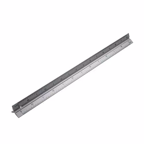 Faithfull Silver Aluminium Triangular Scale Rule with 6 Metric Scales, Length: 30 cm