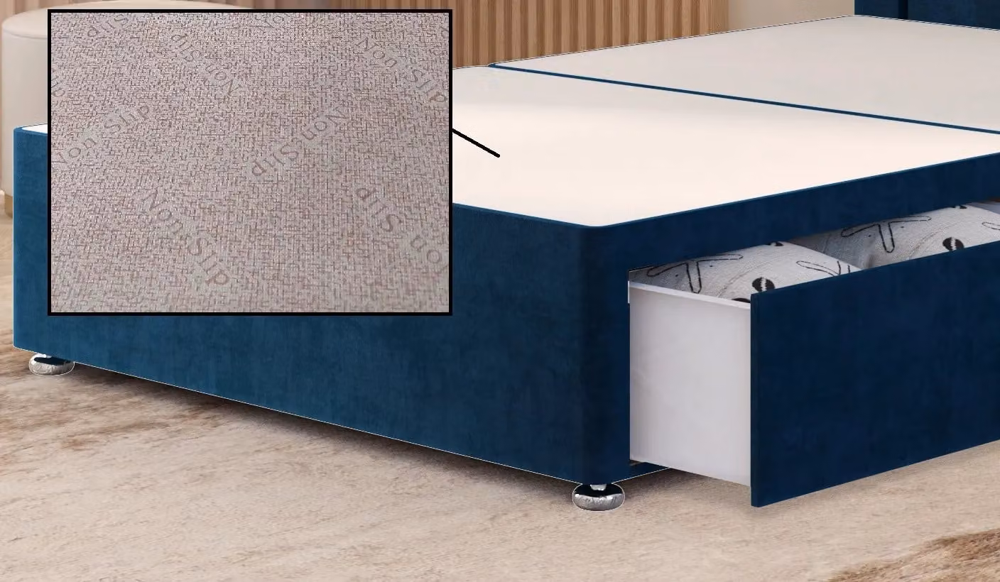 Somnior Chambery Super King Divan Bed Frame with 2 Drawers and Floor Standing Headboard in Navy Blue Velvet – 2