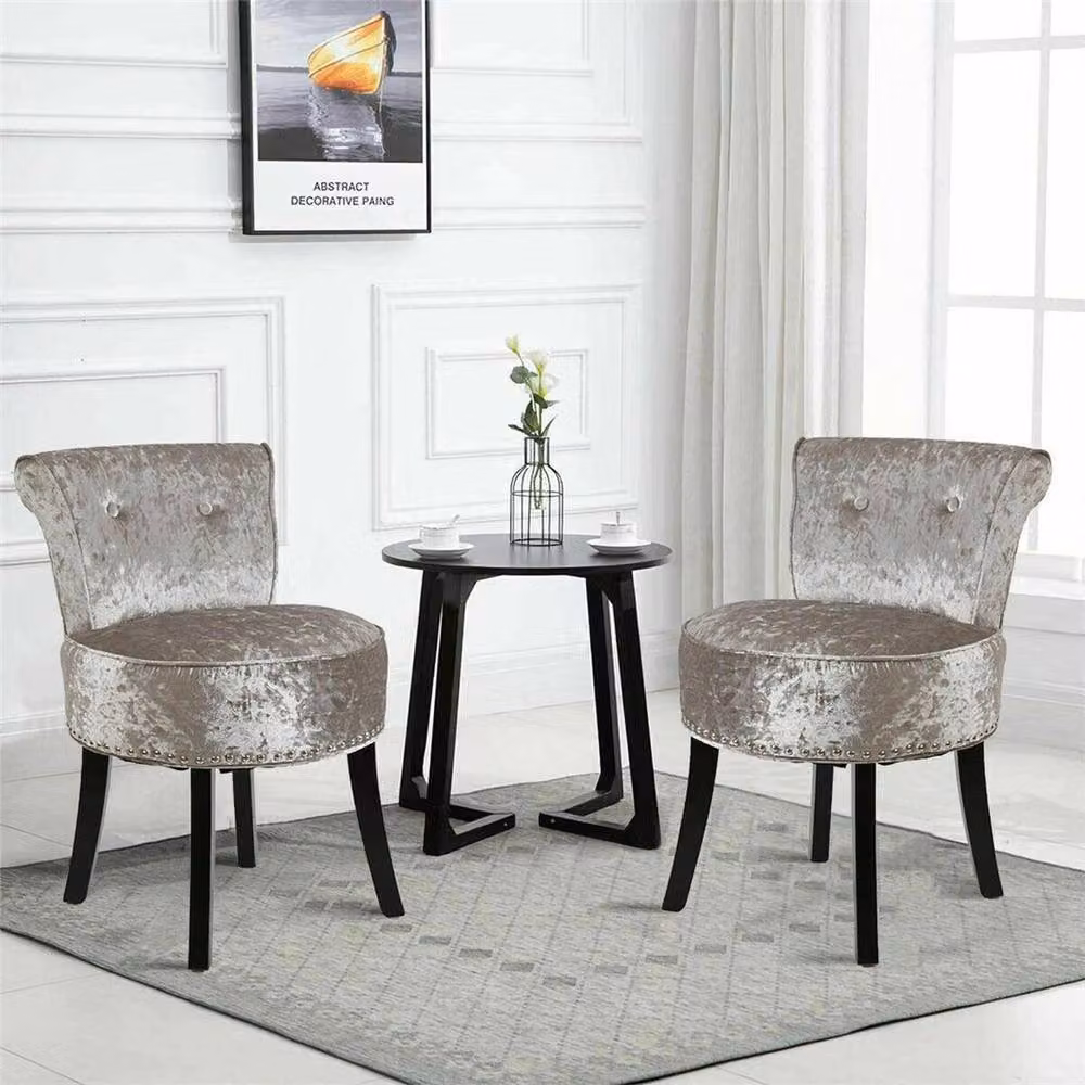 Kelvenix Oyster Accent Occasional Chair in Grey Velvet with Solid Wood Frame – 3