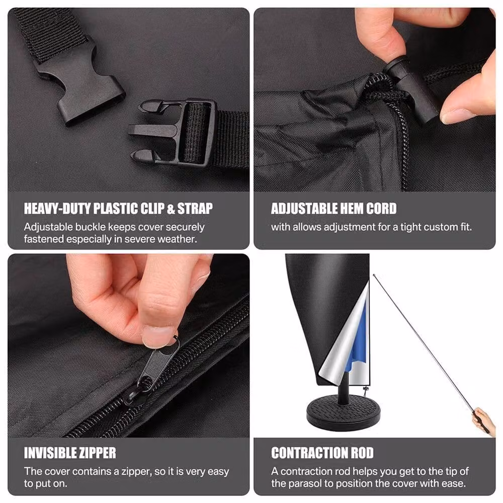 FLAVORA Black Heavy Duty Polyester Parasol Cover, W/D/H: 100 x 15 x 15 cm – 2