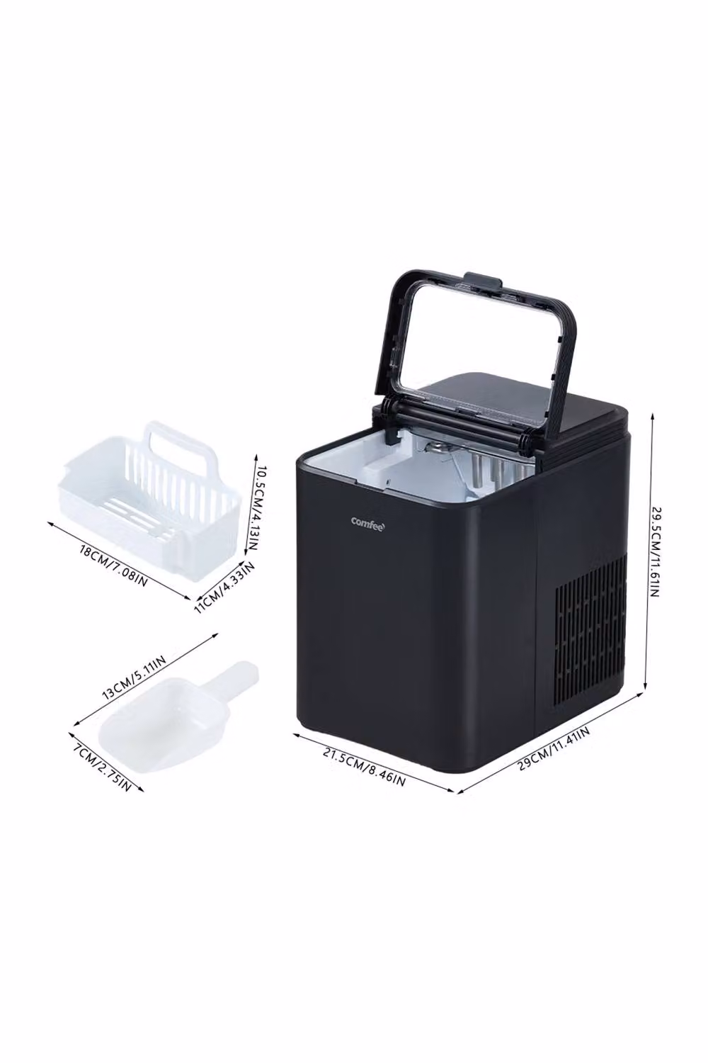 Living and Home Self-Cleaning Ice Maker Machine with 1.3L Water Tank and Ice Scoop, Black – 6
