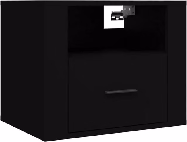Berkfield Home Wall-mounted Bedside Cabinet, Black, W: 50 cm, D: 36 cm, H: 40 cm