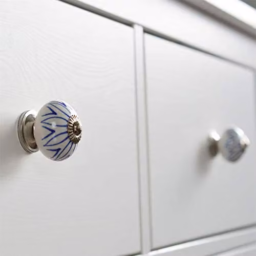 Nicola Spring Blue Ceramic Cabinet Knob with Threaded Stem – 2