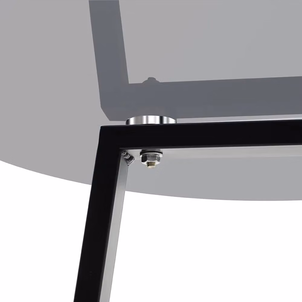 Living and Home Modern Round Tempered Glass Dining Table in Black – 6