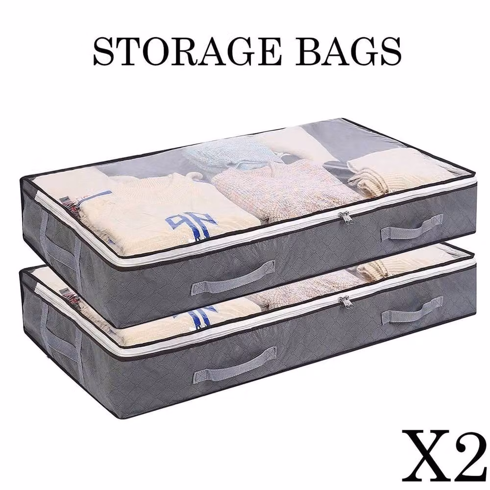 Havendro 2-Pack Large Underbed Storage Bags with Handles in Grey – 3