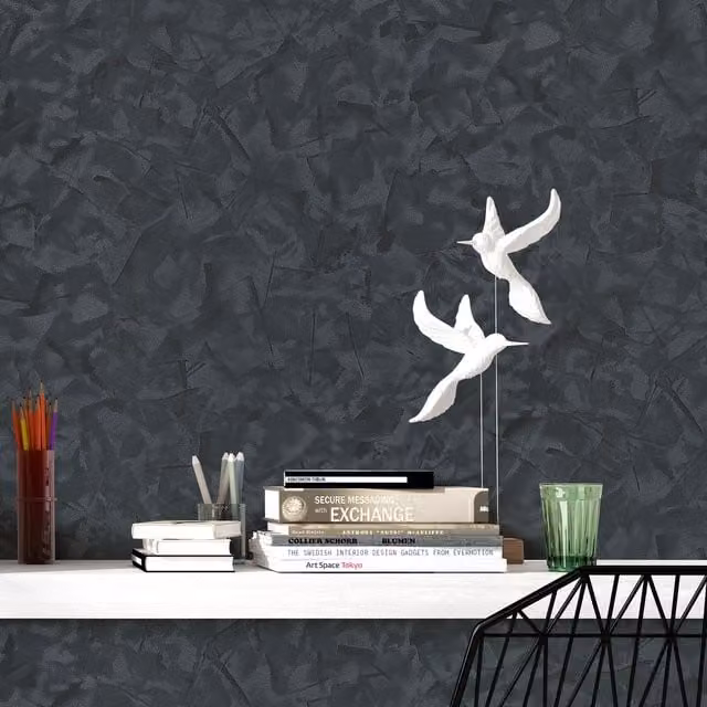 Erismann Black Abstract Crushed Silk Vinyl Non-Woven Wallpaper Roll