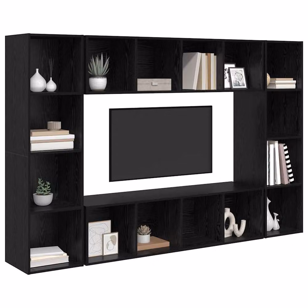 Berkfield Home Modern Black TV Cabinet in Engineered Wood W/D/H: 37 x 37 x 142.5 cm – 2