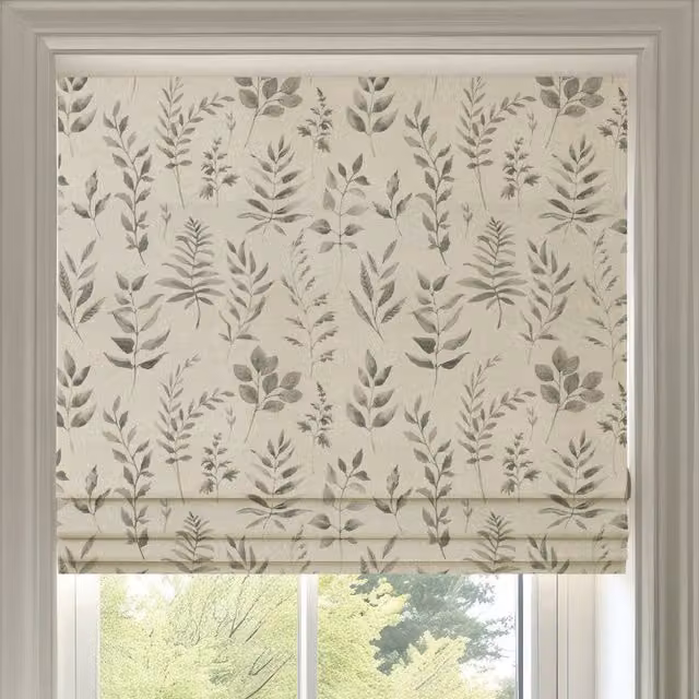 ANTE DECOR Willow Printed Cotton Made To Measure Roman Blind in French Grey