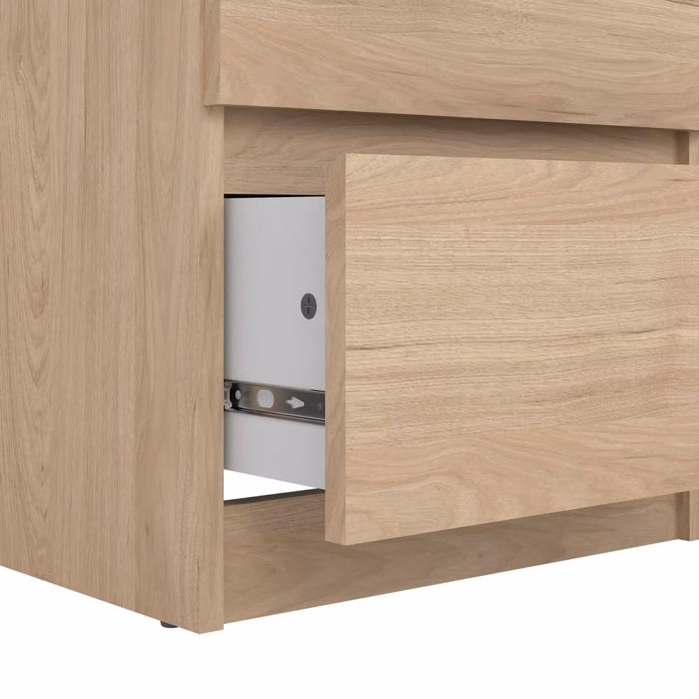 Wyld Haus Budapest Slim 5-Drawer Chest of Drawers in Natural Oak Effect Brown – 3