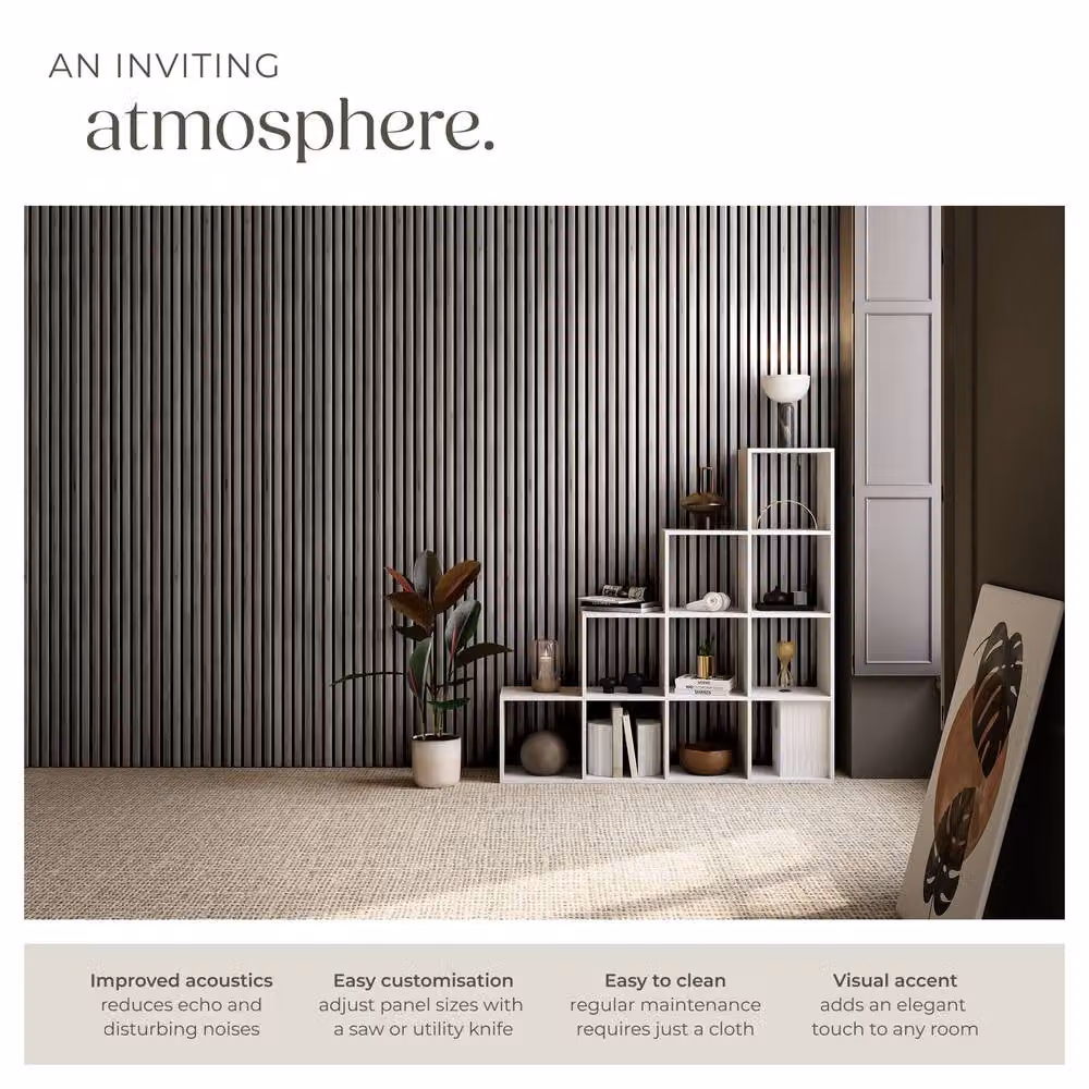 tectake Acoustic Wood Wall Panels in Light Grey Oak Look – 3