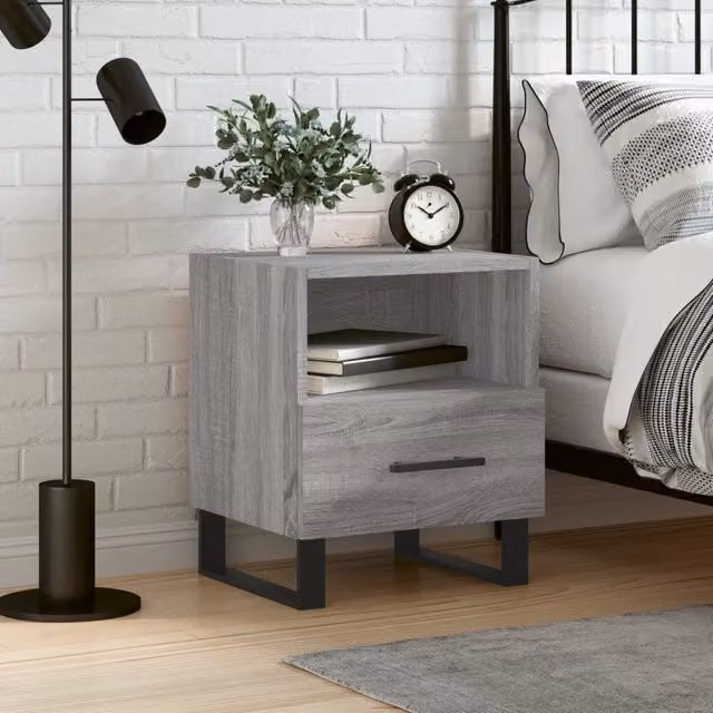 Berkfield Home Grey Sonoma Bedside Cabinet W/D/H: 40 x 35 x 47.5 cm