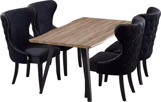 Mayfair Rocco Black Rectangular Wood and Metal Dining Set with 4 Chairs
