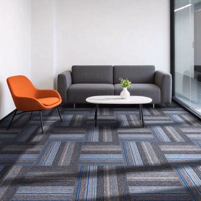 Darphe 20 Piece Modern Plain Blue-Grey Polypropylene Carpet Tiles