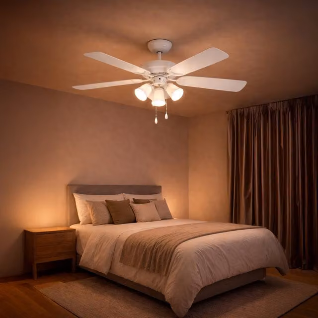 Eglo Las Palmas Ceiling Fan with Integrated Opal Glass Light, White Matt