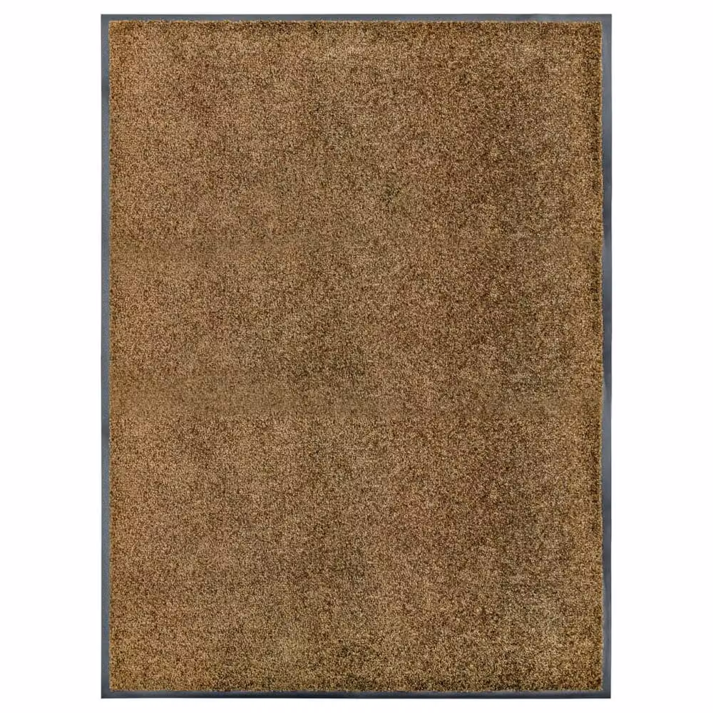 Berkfield Home Washable Non-Slip Brown Rectangular Doormat W: 90 cm, D: 120 cm – 2