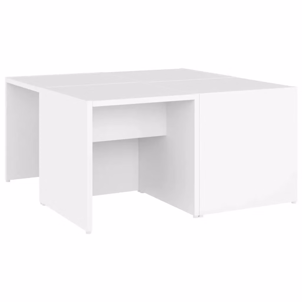 Berkfield Home Set of 4 White Square Coffee Tables in Engineered Wood, W/D/H: 33 x 33 x 33 cm – 2