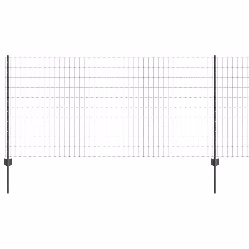 Berkfield Home Euro Fence Grey PVC-Coated Steel with 10 U-Profile Posts, W: 10 m, H: 1 m – 2