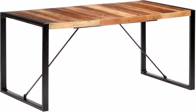 Berkfield Home Rectangular Dining Table in Brown Solid Wood with Sheesham Finish, W/D/H: 160 x 80 x 75 cm – 1