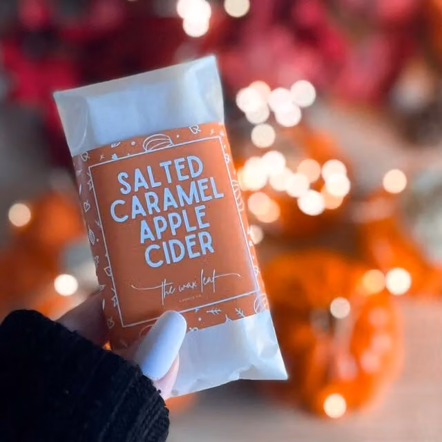 The Wax Leaf Candle Co Salted Caramel Apple Cider Soy Wax Melts, Orange