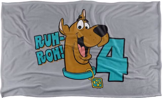 Warner Bros. Scooby-Doo Ruhroh I'M 4 Silky Touch Super Soft Fluffy Throw Blanket, Large, Multicolour and Grey