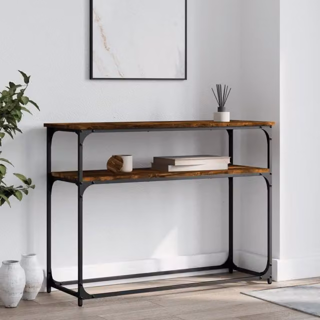 Berkfield Home Smoked Oak Console Table in Brown, W/D/H: 100 x 35.5 x 75 cm – 1