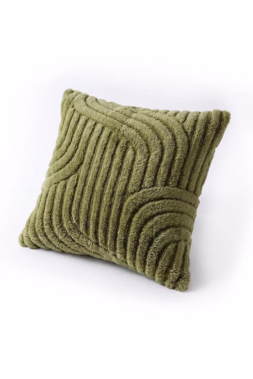 Living and Home 3D Wave Textured Plush Square Throw Pillow Cover in Green – 3