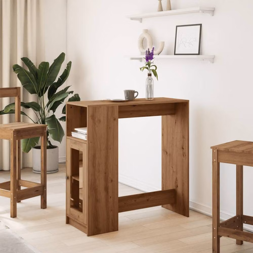 Berkfield Home Artisan Oak Bar Table with Racks in Brown, W: 101 cm, D: 40 cm, H: 103.5 cm – 3