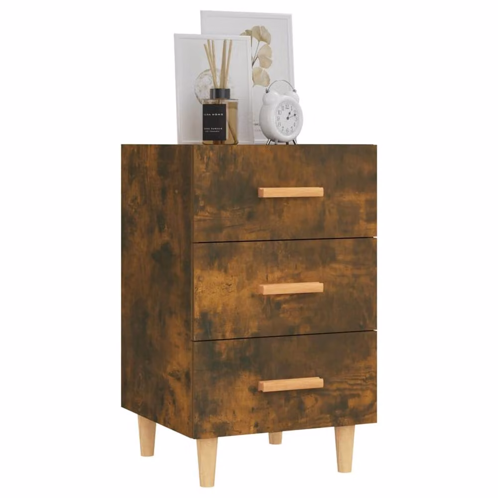 Berkfield Home Elegant Smoked Oak Bedside Cabinet in Brown, W/D/H: 40 x 40 x 66 cm – 3