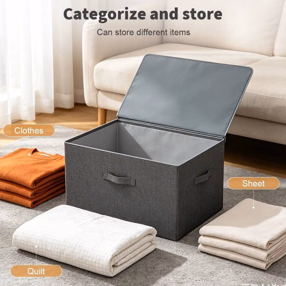 EONLION 4-Pack Zipped Fabric Clothes Storage Organisers in Grey – 3