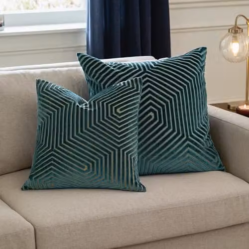 Paoletti Evoke Velvet Square Cushion in Petrol Blue, W/D/H: 45 x 45 x 45 cm – 5