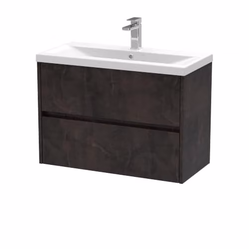 Balterley Square Wall Hung 2 Drawer Vanity Unit and Basin in Metallic Slate Grey, W/D/H: 80.0 x 39.0 x 57.9 cm – 4