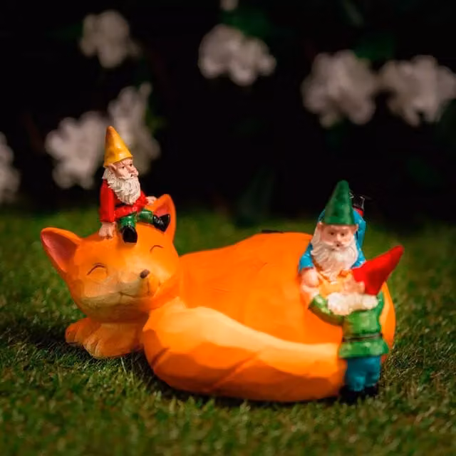 Marco Paul Solar Light Sleeping Fox and Garden Gnome Multicolour Ornament – 1